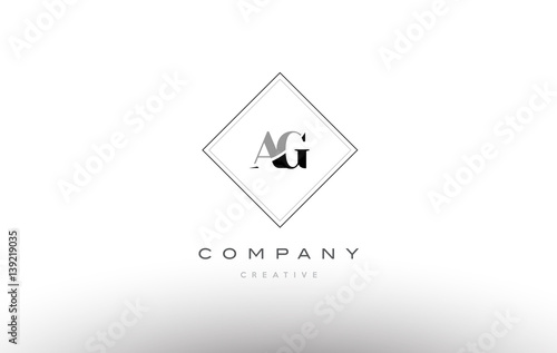 ag a g retro vintage black white alphabet letter logo