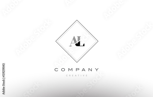 al a l retro vintage black white alphabet letter logo