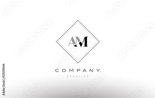 am a m retro vintage black white alphabet letter logo