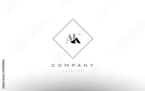 ak a k retro vintage black white alphabet letter logo