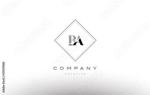 ba b a  retro vintage black white alphabet letter logo