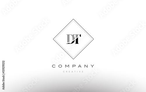 dt d t retro vintage black white alphabet letter logo