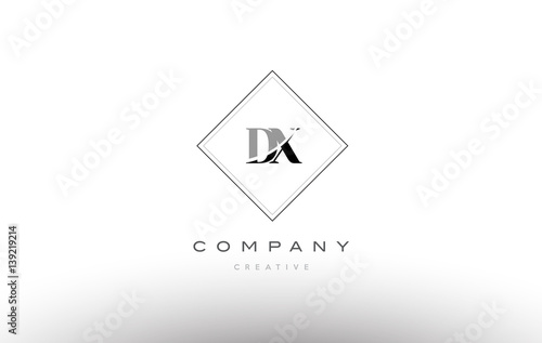 dx d x retro vintage black white alphabet letter logo