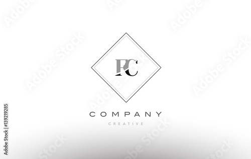 fc f c  retro vintage black white alphabet letter logo