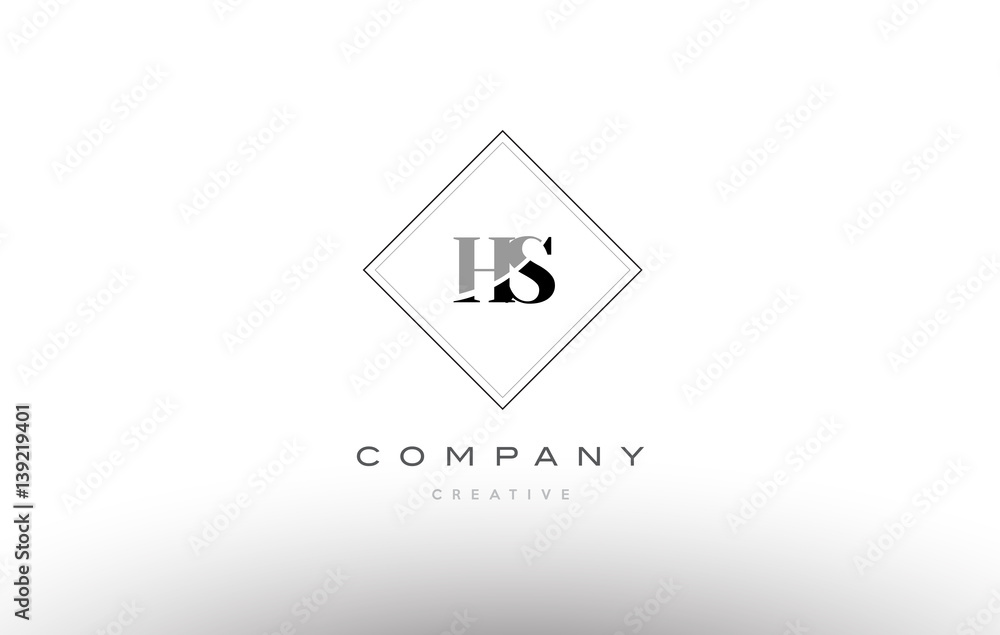 hs h s retro vintage black white alphabet letter logo Stock Vector ...