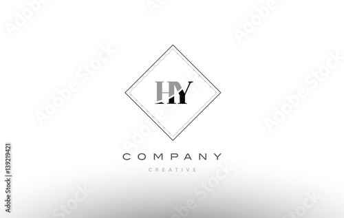 hy h y retro vintage black white alphabet letter logo
