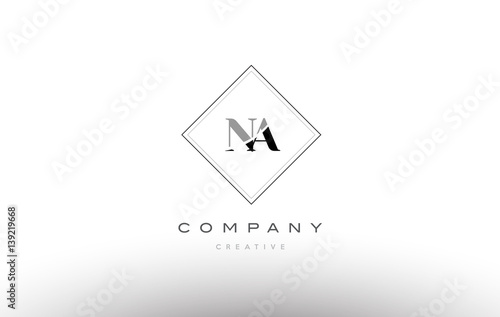 na n a  retro vintage black white alphabet letter logo photo