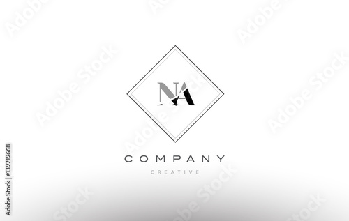 na n a  retro vintage black white alphabet letter logo
