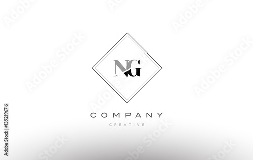 Fototapeta Naklejka Na Ścianę i Meble -  ng n g  retro vintage black white alphabet letter logo