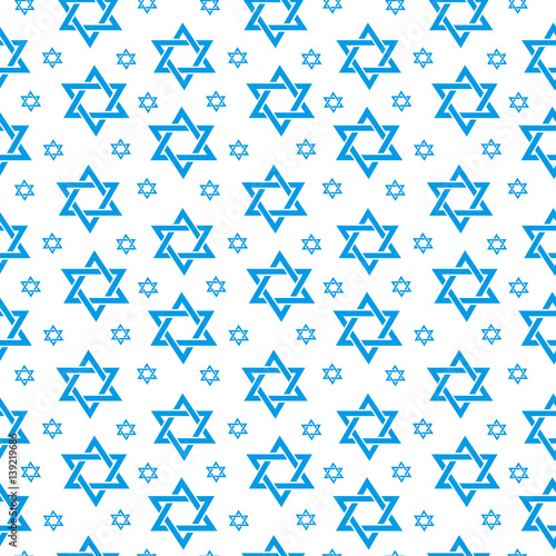 Happy Israel Independence Day seamless pattern with flags and bunting. Jewish Holidays endless background, texture. Jewish backdrop. Vector illustration