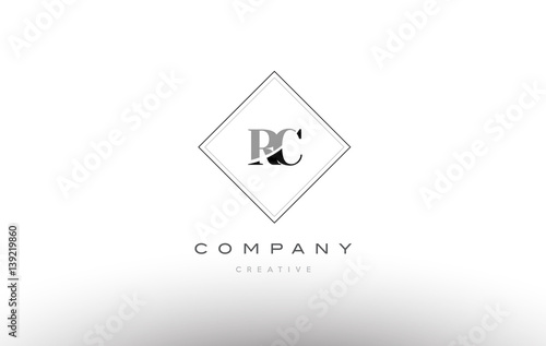 rc r c  retro vintage black white alphabet letter logo