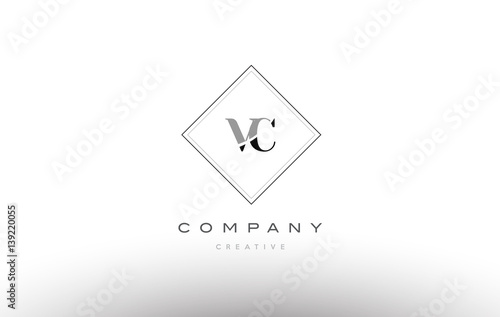 vc v c  retro vintage black white alphabet letter logo