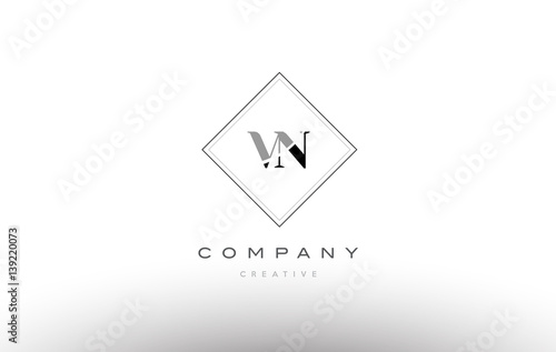 vn v n  retro vintage black white alphabet letter logo