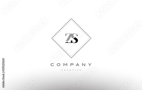 zs z s retro vintage black white alphabet letter logo