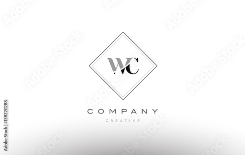 wc w c  retro vintage black white alphabet letter logo
