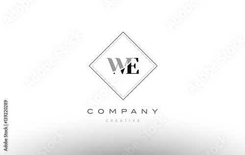 we w e retro vintage black white alphabet letter logo