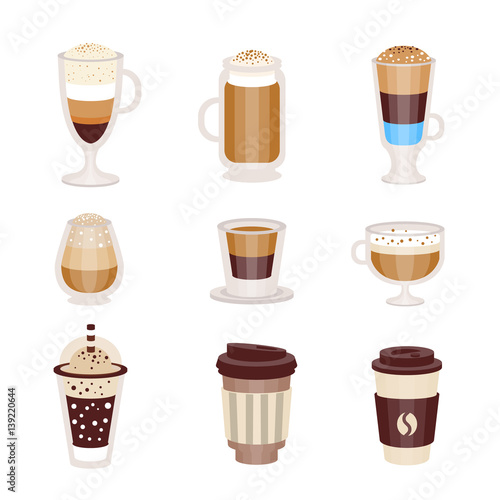 Coffee Hot And Cold Cocktails Menu Assortment Of Coffee Shop Cafe, Set Of Isolated Icons
