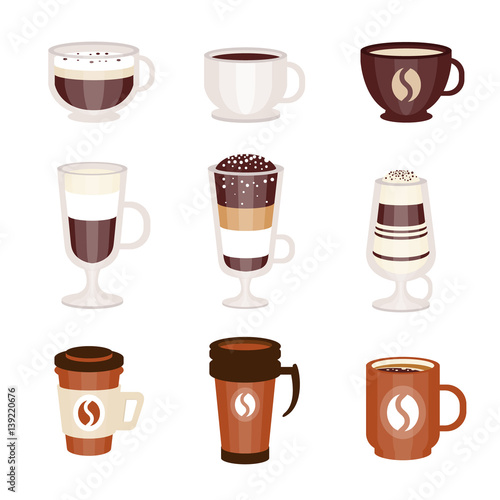 Coffee Hot And Cold Cocktails Menu Assortment Of Coffee Shop Cafe, Set Of Isolated Icons