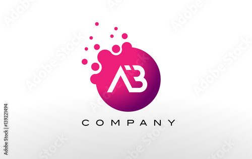 AB Letter Dots Logo Design with Creative Trendy Bubbles.
