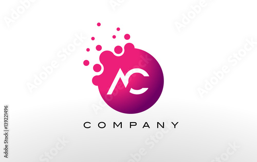 AC Letter Dots Logo Design with Creative Trendy Bubbles.