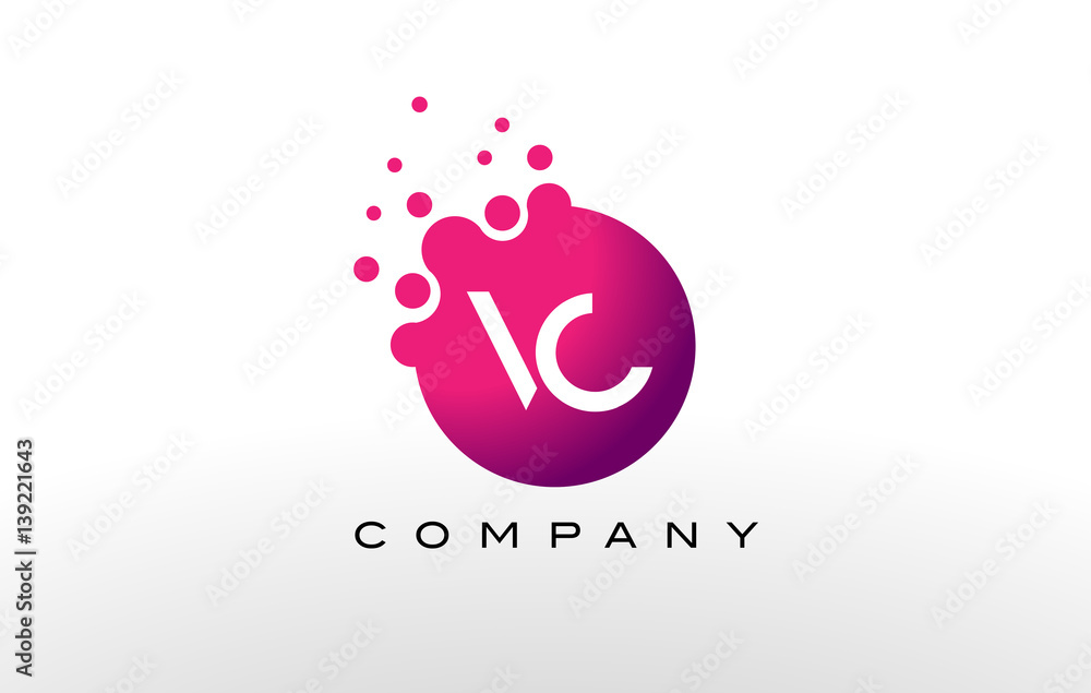 VC Letter Dots Logo Design with Creative Trendy Bubbles. VC Letter Dots Logo Design with Creative Trendy Bubbles.