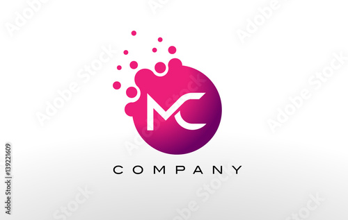 MC Letter Dots Logo Design with Creative Trendy Bubbles.