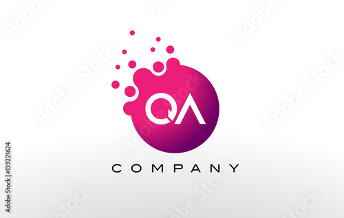 QA Letter Dots Logo Design with Creative Trendy Bubbles.