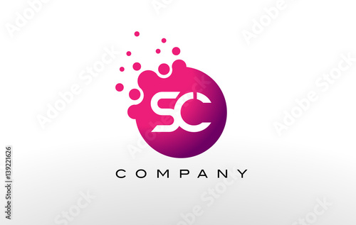 SC Letter Dots Logo Design with Creative Trendy Bubbles.