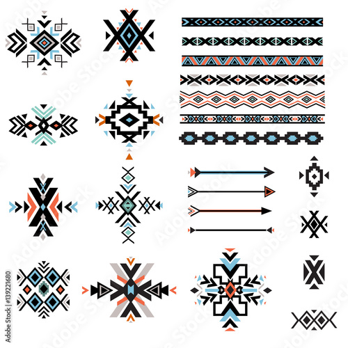 Set of geometrical tribal elements
