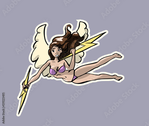 Engel  cartoon tekening uit serie van zes