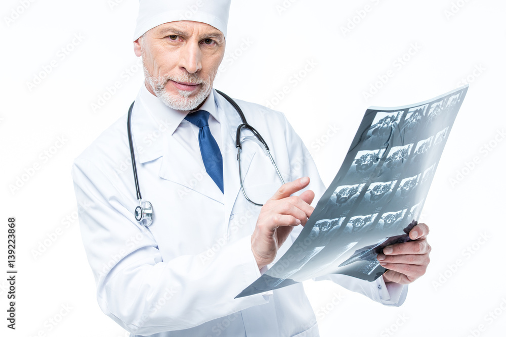 Doctor holding x-ray image
