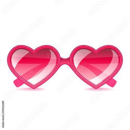 Pink hearts sunglasses isolated on white vector