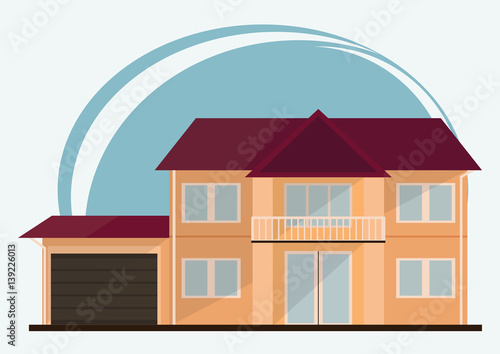 Vector Illustration of Cute Cartoon Colorful Houses for Sale or Rent. Vector Flat Buildings Illustration © wowanneta
