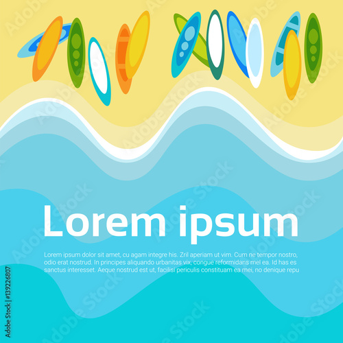 Summer Beach Vacation Set Sand Tropical Holiday Banner Flat Vector Illustration