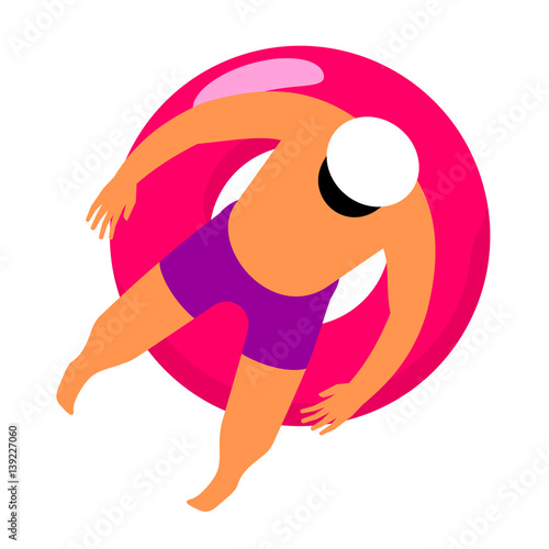 Girl swims in the sea
