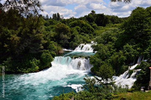 Amazing waterfall in the Croatian National Park Krka