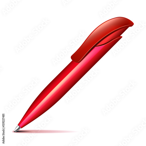Red plastic pen isolated on white vector