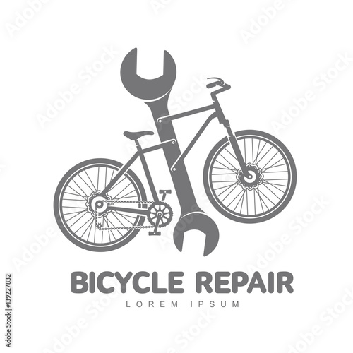 Bicycle repair workshop vector logo template
