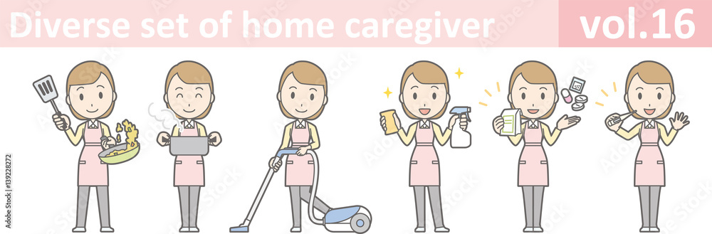Diverse set of home caregiver, EPS10 vol.16