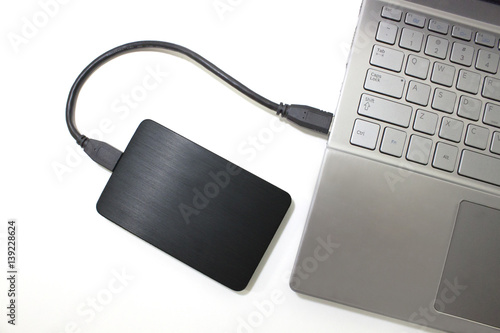 External Hard Drive Connected to the Laptop Computer