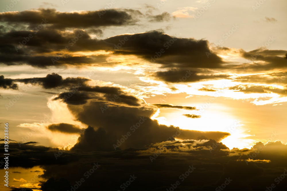 Fototapeta premium colorful dramatic sky with cloud at sunset
