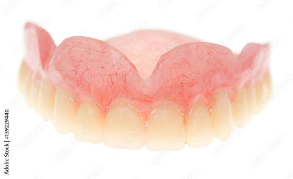 false teeth on a white background