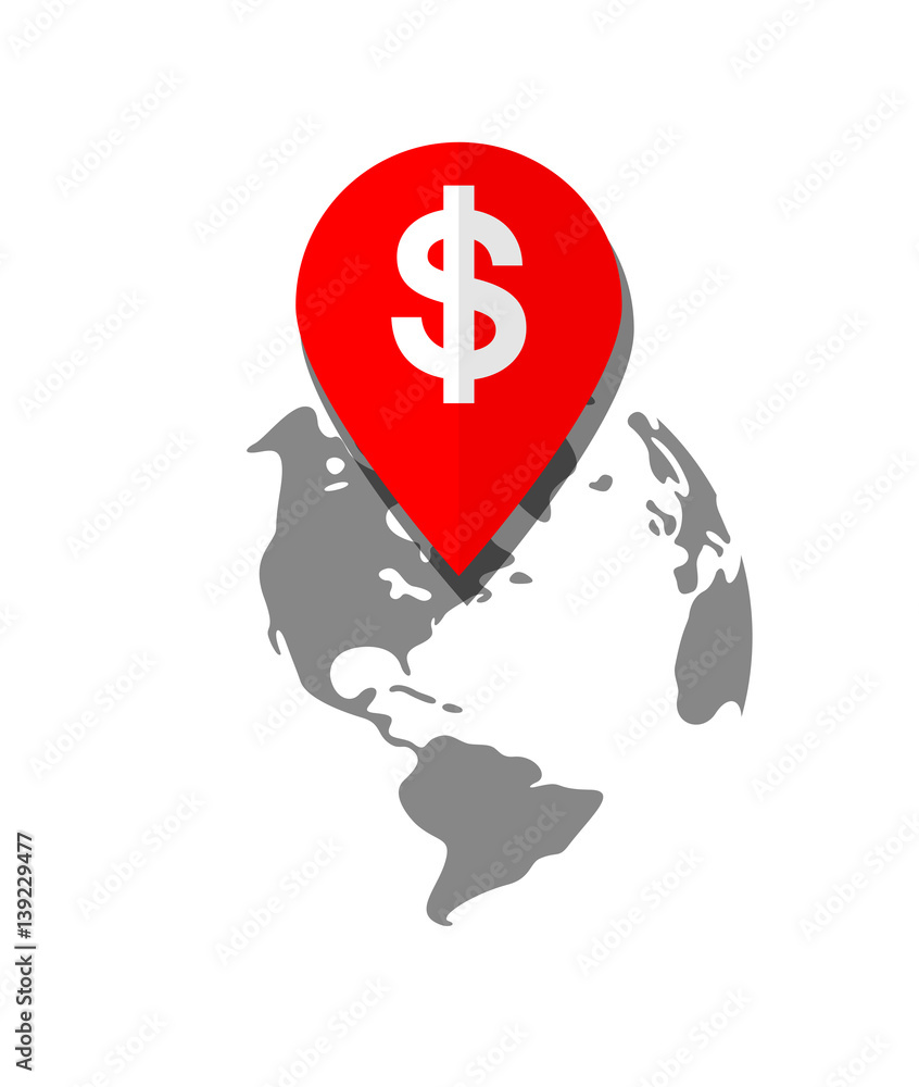 Location Pin. Icon Representing a Profitable Place on the Globe Location Pin. Icon Representing a Profitable Place on the Globe