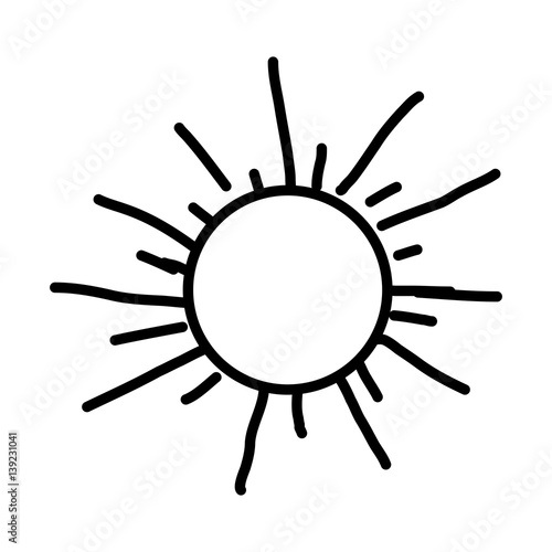 monochrome contour with hand drawn sun close up vector illustration