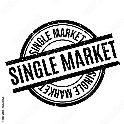 Single Market rubber stamp. Grunge design with dust scratches. Effects can be easily removed for a clean, crisp look. Color is easily changed.