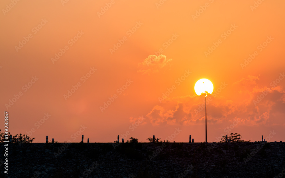 Fototapeta premium colorful dramatic sky with cloud at sunset