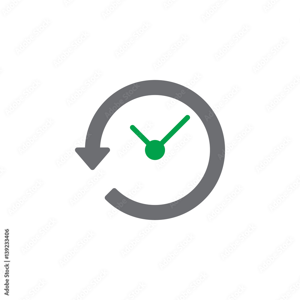 Clock with arrow around icon vector, filled flat sign, solid colorful pictogram isolated on white. History symbol, logo illustration. Pixel perfect Clock with arrow around icon vector, filled flat sign, solid colorful pictogram isolated on white. History symbol, logo illustration. Pixel perfect