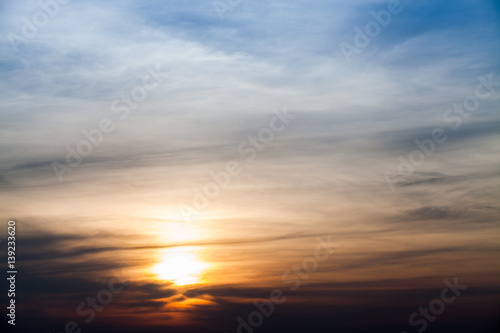 colorful dramatic sky with cloud at sunset