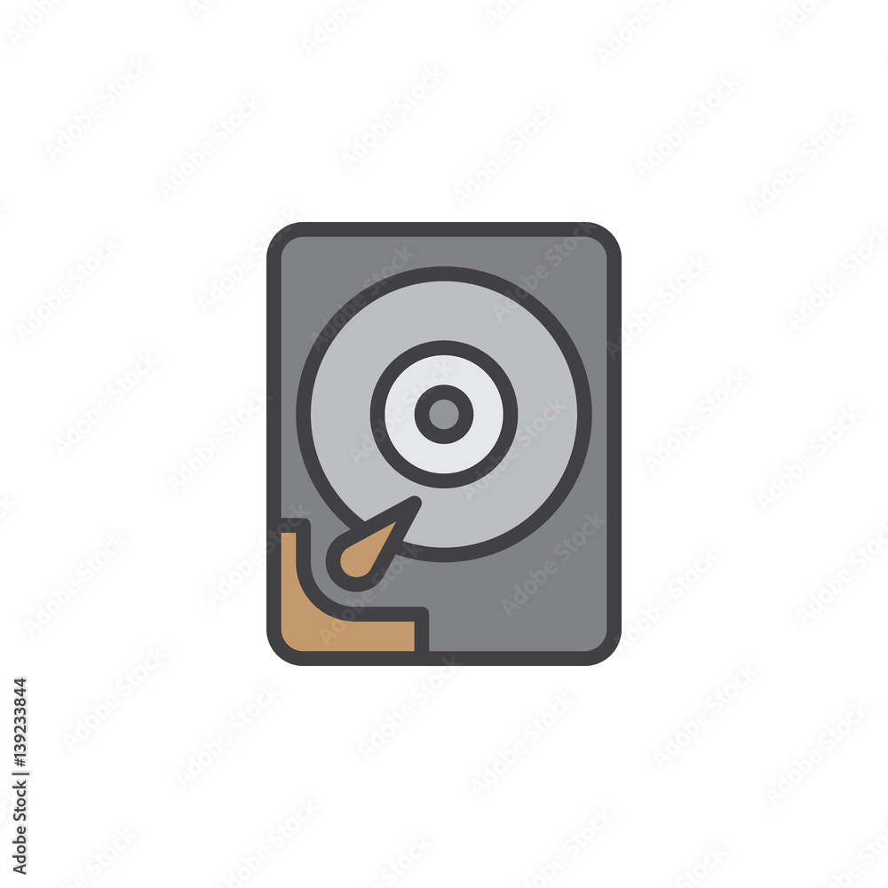 Hard disk drive line icon, filled outline vector sign, linear colorful pictogram isolated on white. HDD symbol, logo illustration. Editable stroke. Pixel perfect Hard disk drive line icon, filled outline vector sign, linear colorful pictogram isolated on white. HDD symbol, logo illustration. Editable stroke. Pixel perfect