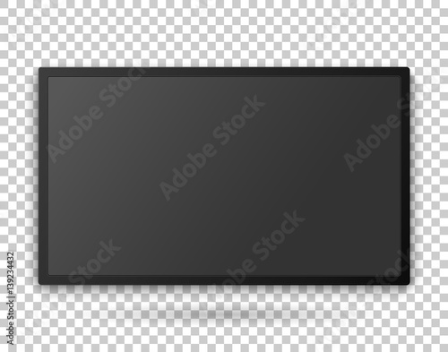 Tv screen template with empty screen, high detailed mock up on the transparent background.